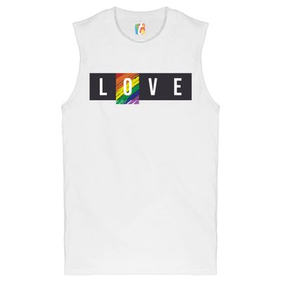 Love Muscle Shirt Gay Pride Rainbow LGBTQ Men's White Medium