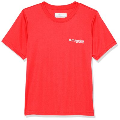 Columbia Boys' Little Y Terminal Tackle PFG Fish Flag SS, Red Spark/USA Statetriot, Small