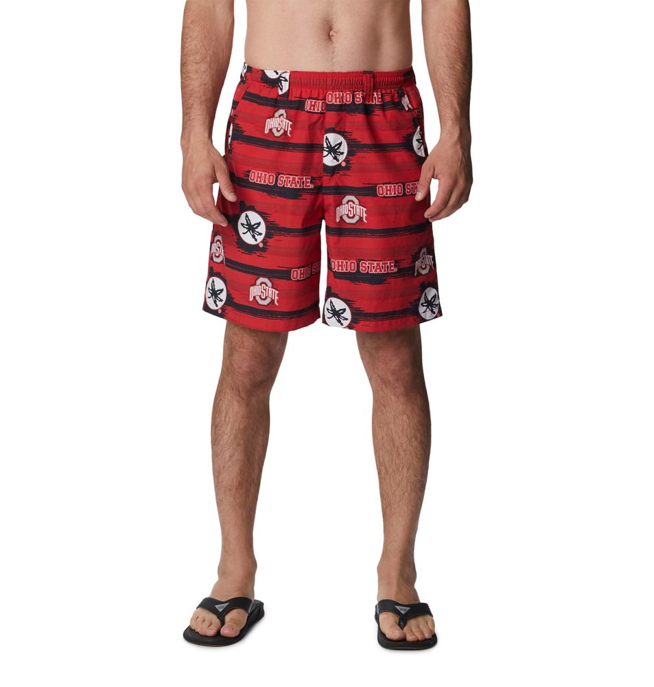 Columbia Men's Collegiate Backcast II Short, OS-Intense Red Paint Your Colors Print, XX-Large x 6L