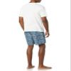 Amazon Essentials Men's Cotton Poplin Pajama Short with Cotton T-Shirt Set, Blue Palm Leaf/White, Small view 2