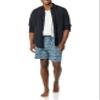 Amazon Essentials Men's Cotton Poplin Pajama Short with Cotton T-Shirt Set, Blue Palm Leaf/White, Small view 3