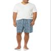 Amazon Essentials Men's Cotton Poplin Pajama Short with Cotton T-Shirt Set, Blue Palm Leaf/White, Small view 4