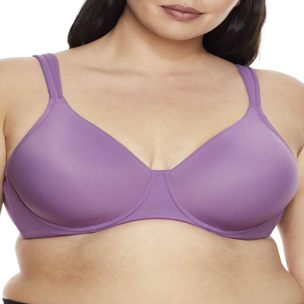 LEADING LADY, Brigitte Full Coverage, Underwire, Lightly Padded T-Shirt Bra, Side and Back Smoothing, Adjustable Straps, Purple, Fits 42D