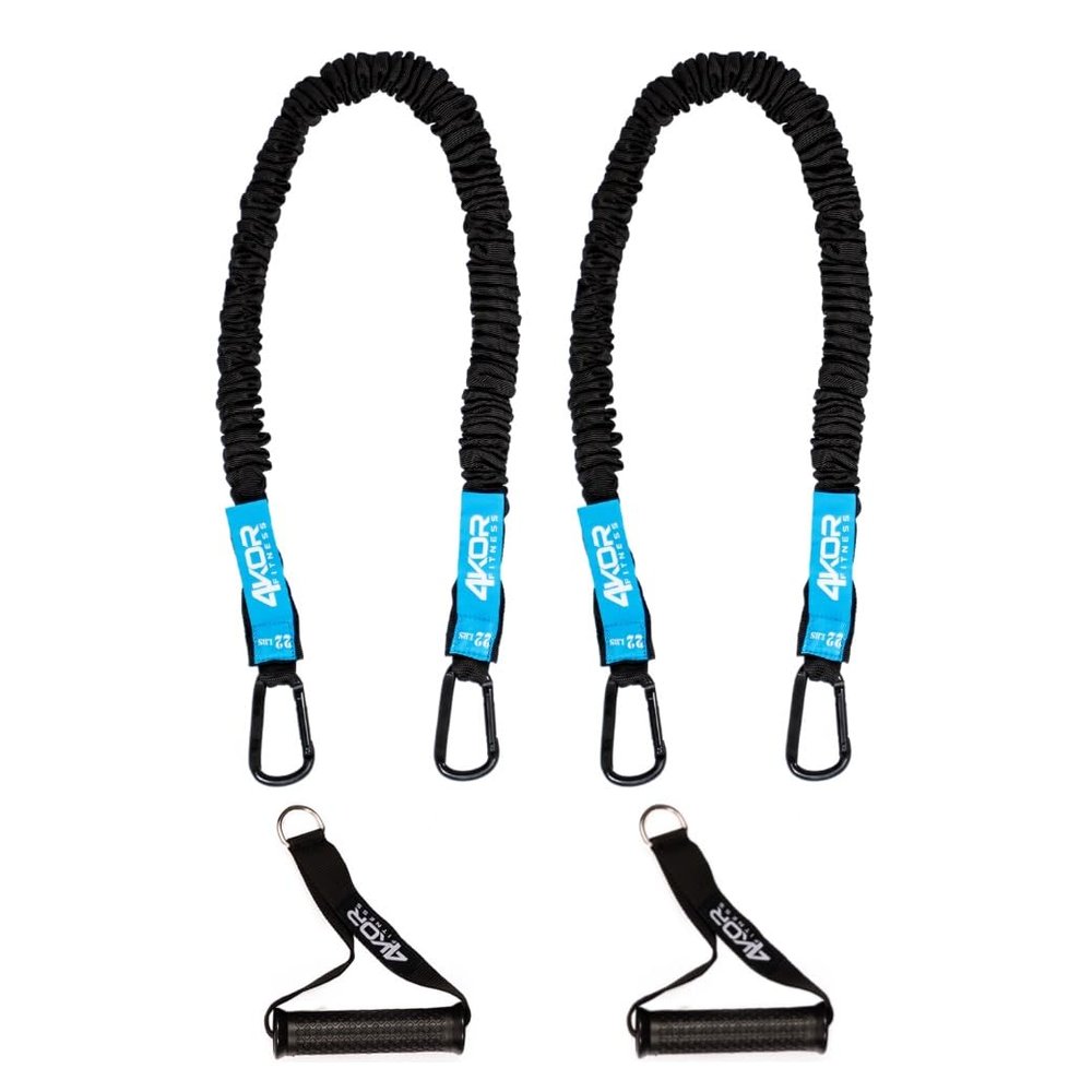 Resistance Cords - Shoulder and Core Resistance Bands - Perfect for Dynamic Warmups and Rehab - Deluxe Pair of 2 Black 22lbs Cords and 2 Universal Handles - 4KOR Fitness