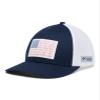 Columbia Unisex PFG Fish Flag Mesh Ball Cap - Low, Collegiate Navy/PNW Flag, Small/Medium view 4