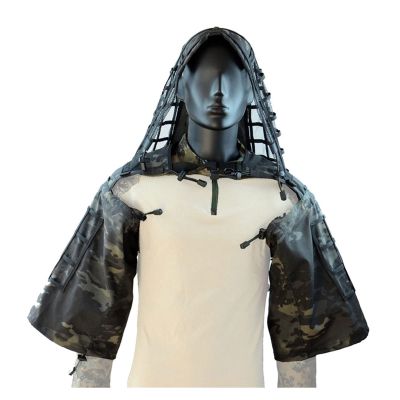 Camo Hunting Suit,Hunting Apparel Clothing for Halloween Party, Jungle Hunting, Shooting, Airsoft Woodland Camouflage Jacket,for Men, Military, Hunters, Snipers (Color : Dark Black)