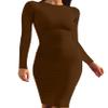 Mokoru Women's Casual Basic Pencil Dress Sexy Long Sleeve Bodycon Midi Club Dress, Large, Coffee view 1