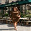 Mokoru Women's Casual Basic Pencil Dress Sexy Long Sleeve Bodycon Midi Club Dress, Large, Coffee view 3