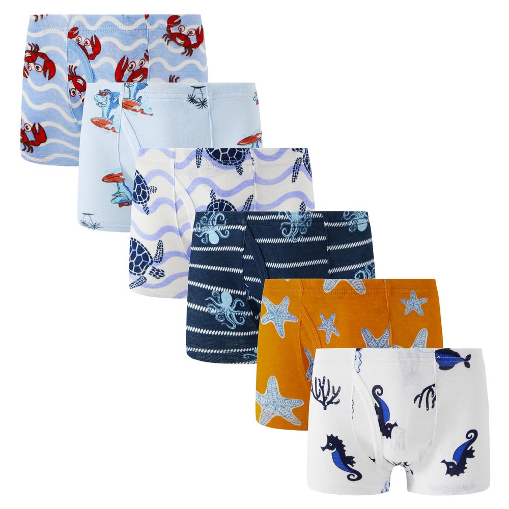 Winging Day Boys' Pure Cotton 6-Pack Boxer Brief Underwear Size 8T