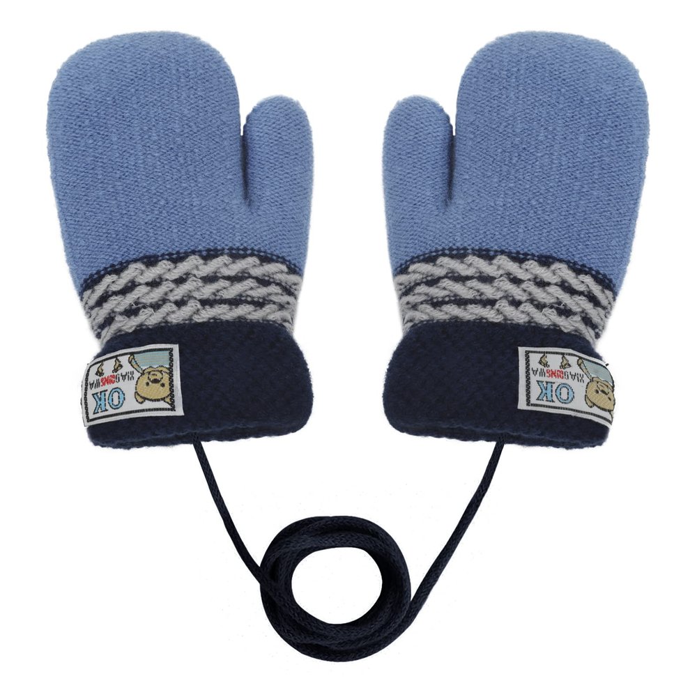 Toddler Kids Cute Bear Knitted Mitten Winter Soft Warm Fluffy Fleece Lined Gloves 1-3 Years Old Boy Girl Thermal Cold Weather Gloves Gift