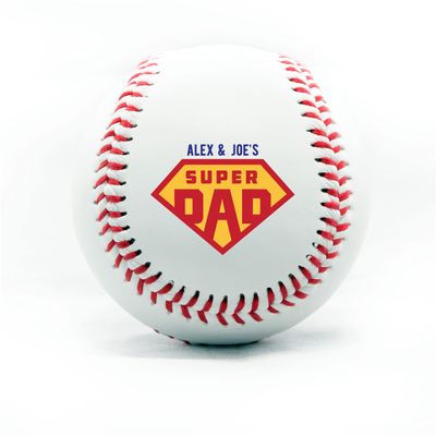 Personalized Baseball - Best Dad Ever Printed Gift Custom Practice Baseball - Official Size-Thanks Dad Design Real Leather Baseball