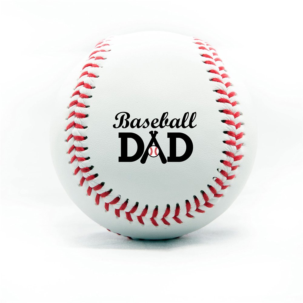 Personalized Baseball - Best Dad Ever Printed Gift Custom Practice Baseball - Official Size-Thanks Dad Design Real Leather Baseball