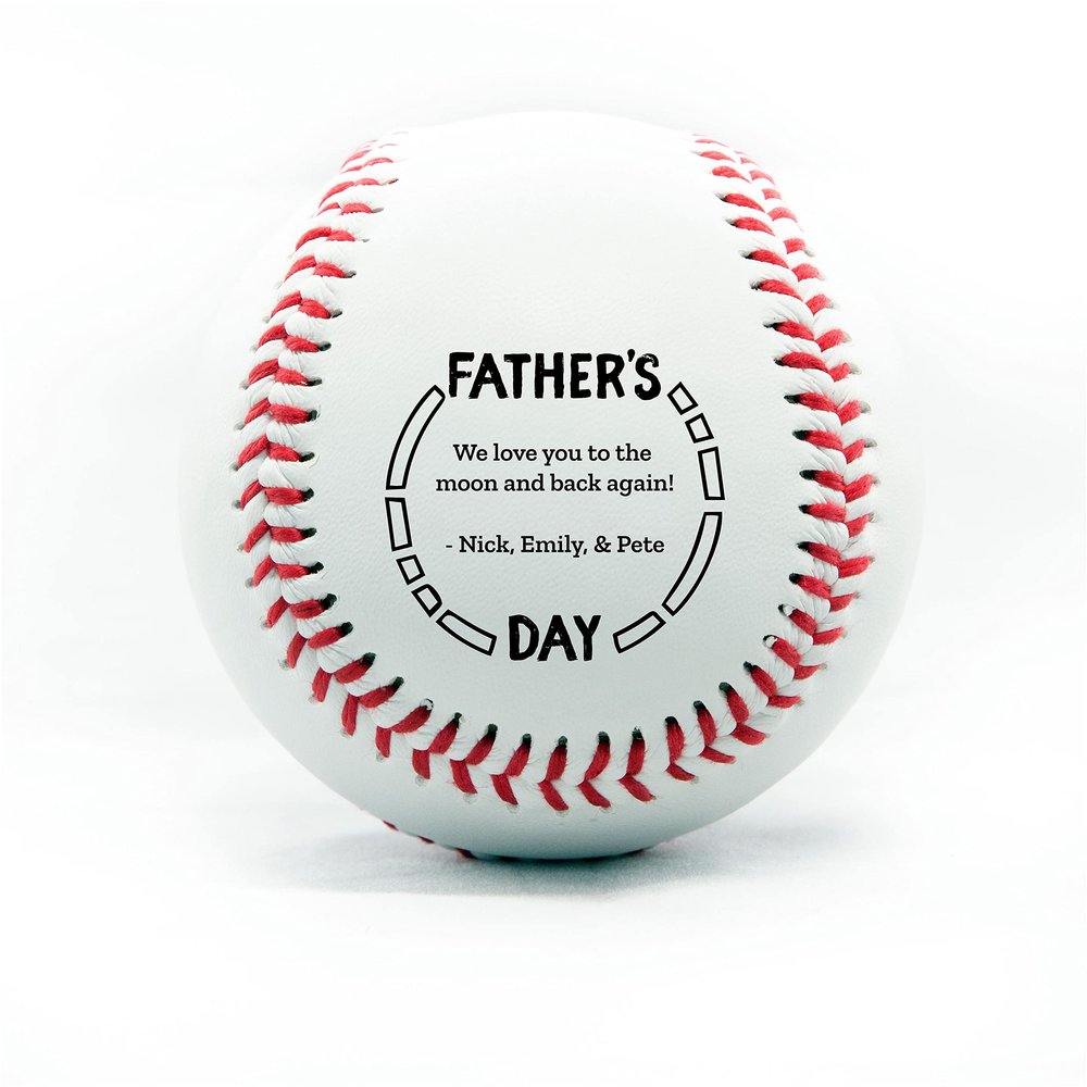 Personalized Baseball - Best Dad Ever Printed Gift Custom Practice Baseball - Official Size-Thanks Dad Design Real Leather Baseball