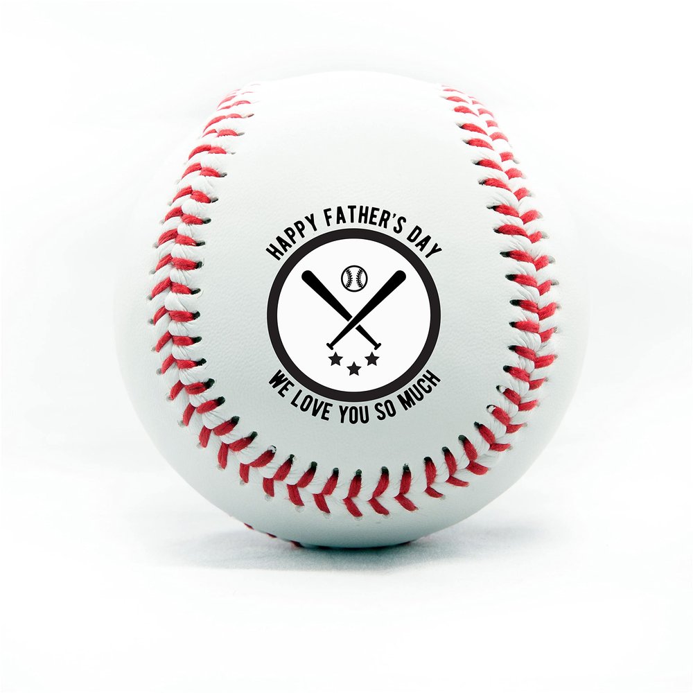 Buffalo Bottle Craft Personalized Baseball - Best Dad Ever Printed Gift Custom Practice Baseball - Official Size-Thanks Dad Design Real Leather Baseball