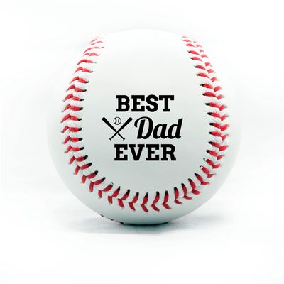 Buffalo Bottle Craft Personalized Baseball - Best Dad Ever Printed Gift Custom Practice Baseball - Official Size-Thanks Dad Design Real Leather Baseball