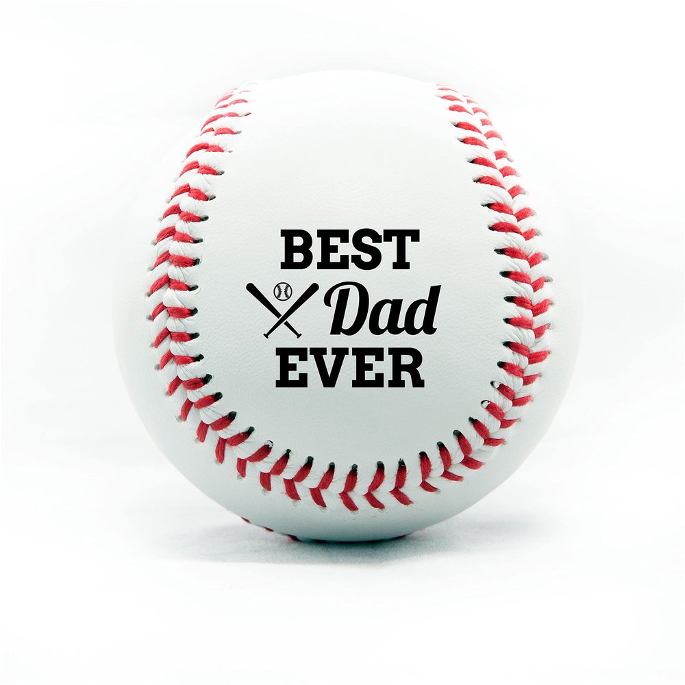 Buffalo Bottle Craft Personalized Baseball - Best Dad Ever Printed Gift Custom Practice Baseball - Official Size-Thanks Dad Design Real Leather Baseball