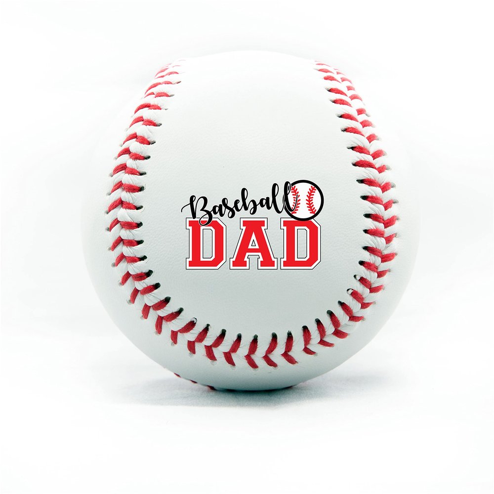 Personalized Baseball - Best Dad Ever Printed Gift Custom Practice Baseball - Official Size-Thanks Dad Design Real Leather Baseball
