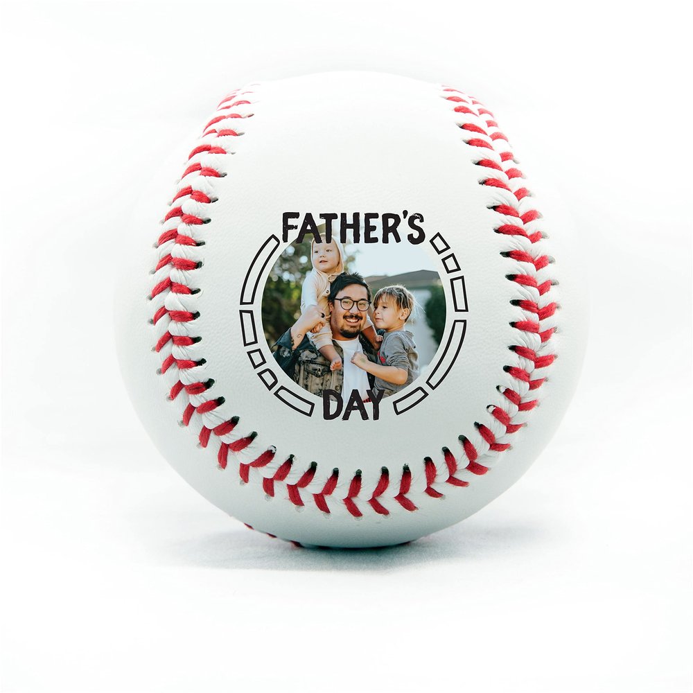 Personalized Baseball - Best Dad Ever Printed Gift Custom Practice Baseball - Official Size-Thanks Dad Design Real Leather Baseball