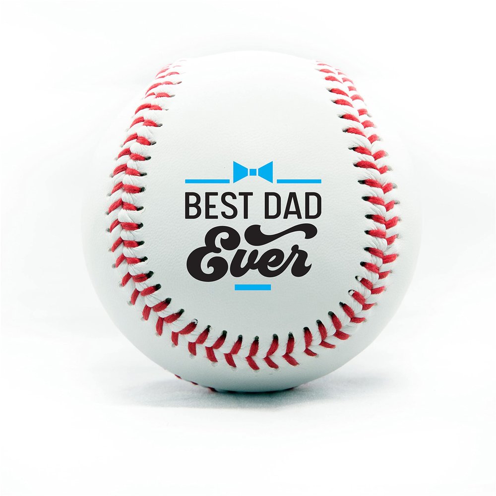 Personalized Baseball - Best Dad Ever Printed Gift Custom Practice Baseball - Official Size-Thanks Dad Design Real Leather Baseball
