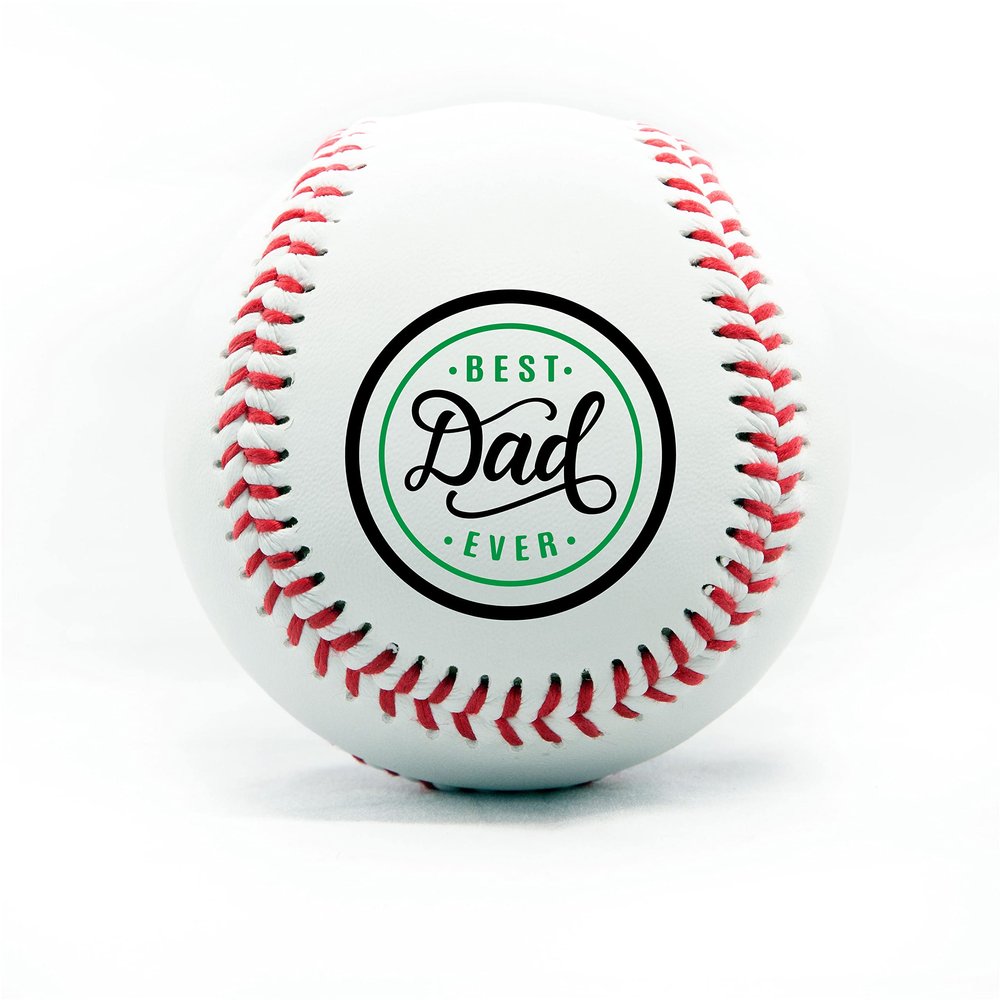 Personalized Baseball - Best Dad Ever Printed Gift Custom Practice Baseball - Official Size-Thanks Dad Design Real Leather Baseball