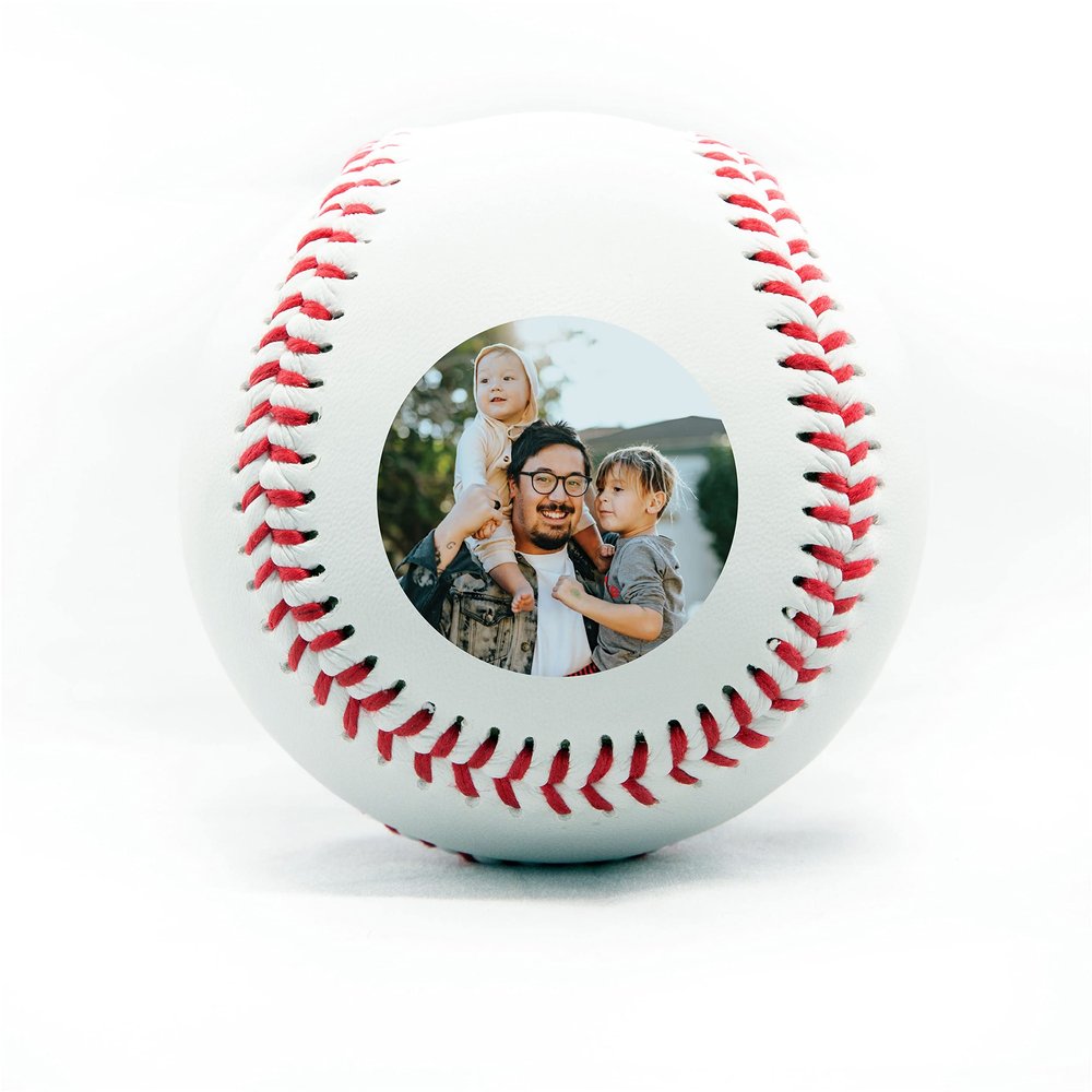 Personalized Baseball - Best Dad Ever Printed Gift Custom Practice Baseball - Official Size-Thanks Dad Design Real Leather Baseball