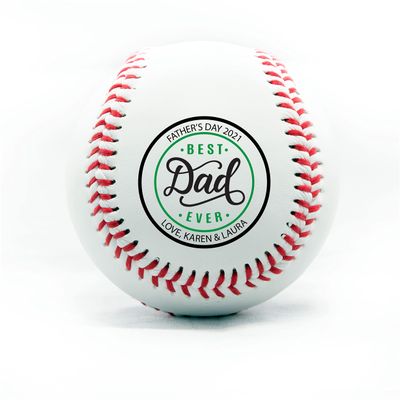 Personalized Baseball - Best Dad Ever Printed Gift Custom Practice Baseball - Official Size-Thanks Dad Design Real Leather Baseball