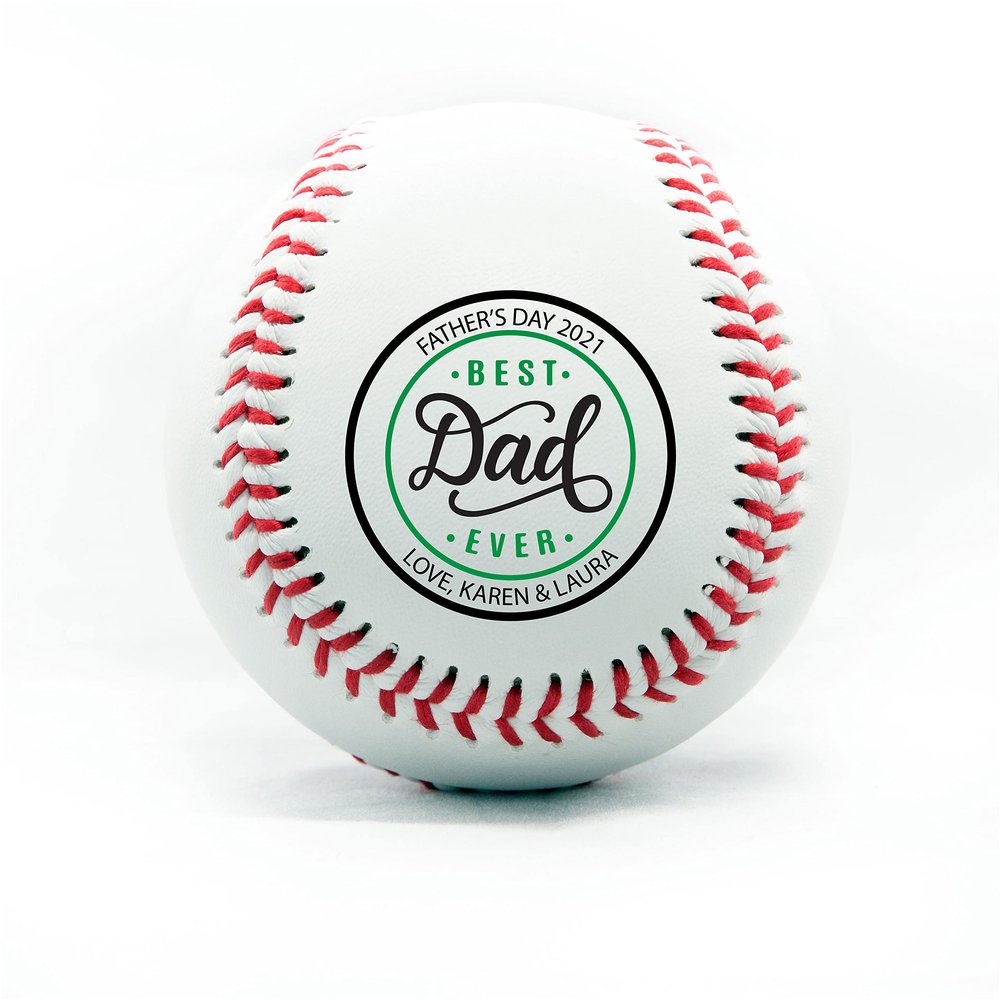 Personalized Baseball - Best Dad Ever Printed Gift Custom Practice Baseball - Official Size-Thanks Dad Design Real Leather Baseball