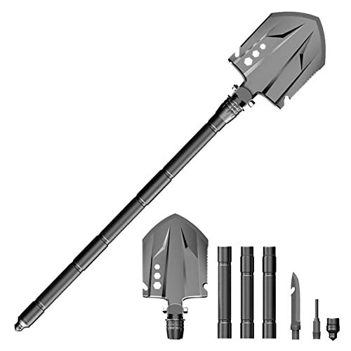 Camping shovel Tactical Camping Shovel, 10-in-1 Multifunction Survival Tool, Portable Folding Spade,Compact Rescue Camping Shovel Multitool, for Self-Driving, Camping, Outdoor, Gardening and Emergency