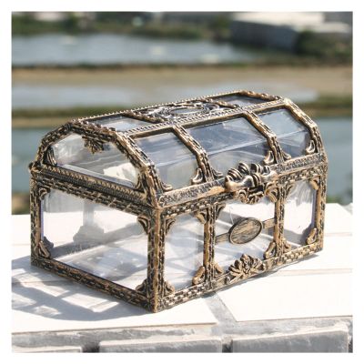 HANRUO Plastic Transparent Pirate Treasure Box Crystal Gem Jewelry Box Storage Treasure for Jewelry Gem Trinket Box (Color : Clear)