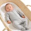 Aablexema Baby Footie Pajamas with Mitten Cuffs, Double Zipper Infant Cotton clothes Sleeper Pjs, Footed Sleep Play (9-12m, Ivory & Grey & Blue) view 2