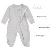 Aablexema Baby Footie Pajamas with Mitten Cuffs, Double Zipper Infant Cotton clothes Sleeper Pjs, Footed Sleep Play (9-12m, Ivory & Grey & Blue) view 3