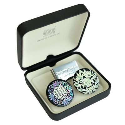 Mother of Pearl Golf Ball Marker Circle Black Red Coin Metal Magnetic Pro Hat Cap Clip Gift Set (Arabesque Monster Set)