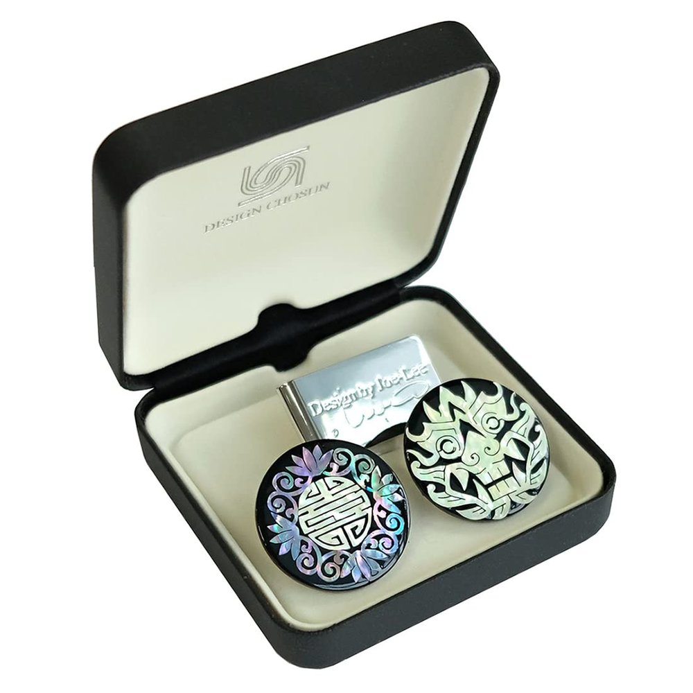 Mother of Pearl Golf Ball Marker Circle Black Red Coin Metal Magnetic Pro Hat Cap Clip Gift Set (Arabesque Monster Set)