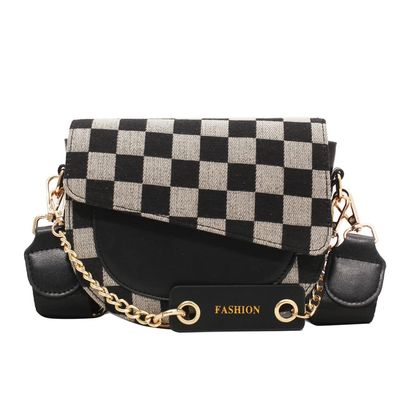 Fashion Personality Casual Crossbody Bags for Women Cute Lightweight Plaid Small Shoulder Bags Work Bag Purse (Black)