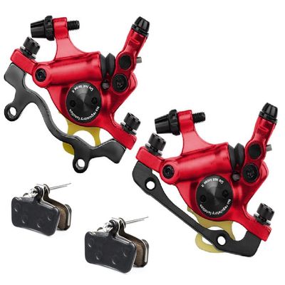 LYYCX Pull Hydraulic Disc Brake Caliper Front and Rear Mountain Bike Disc Brake Electric Disc Brake 160mm (Color : Red, Size : Front Brake+Rear Brake)