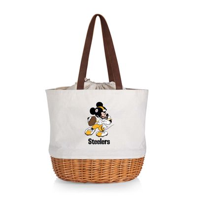 PICNIC TIME Pittsburgh Steelers NFL Disney Coronado Canvas & Willow Basket Tote Bag