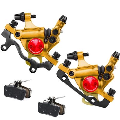 LYYCX Mountain Bike Line Pull Hydraulic Disc Brake Caliper Front + Rear, Aluminum Alloy Mountain Bike Hydraulic Disc Brake, Suitable for 160mm Rotor, Suitable for XC Trail, Electric, Folding (Color