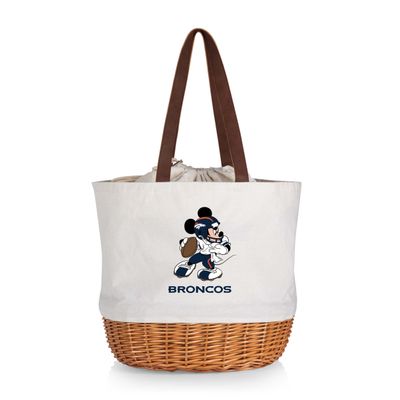 PICNIC TIME Denver Broncos NFL Disney Coronado Canvas & Willow Basket Tote Bag