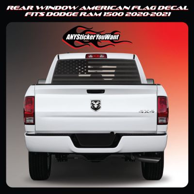 USA American - American Flag Rear Window Full Vinyl Decal Sticker Compatible with and Fits on Dodge RAM 1500 2020-2021 (Any Color You Want)