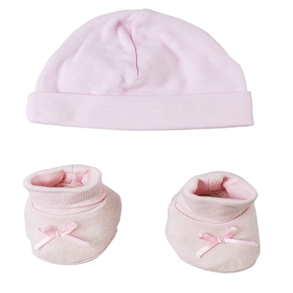 Bambini-Preemie Baby Cap & Bootie Set - Pink