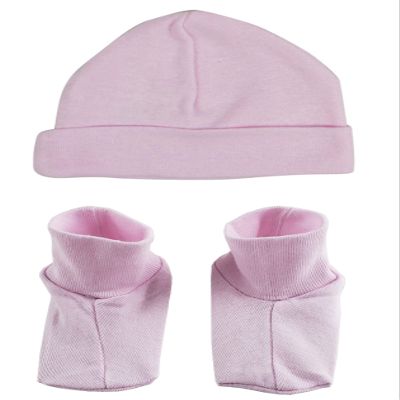 Bambini-Baby Cap & Bootie Set - Pink