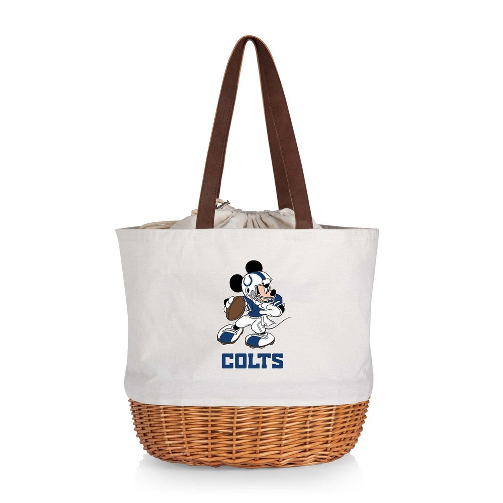 PICNIC TIME Indianapolis Colts NFL Disney Coronado Canvas & Willow Basket Tote Bag