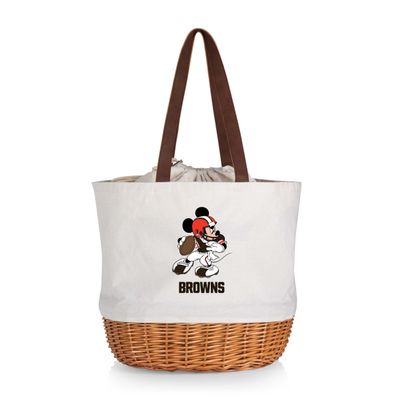 PICNIC TIME Cleveland Browns NFL Disney Coronado Canvas & Willow Basket Tote Bag