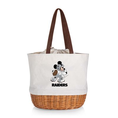 PICNIC TIME Las Vegas Raiders NFL Disney Coronado Canvas & Willow Basket Tote Bag