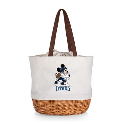 PICNIC TIME Tennessee Titans NFL Disney Coronado Canvas & Willow Basket Tote Bag