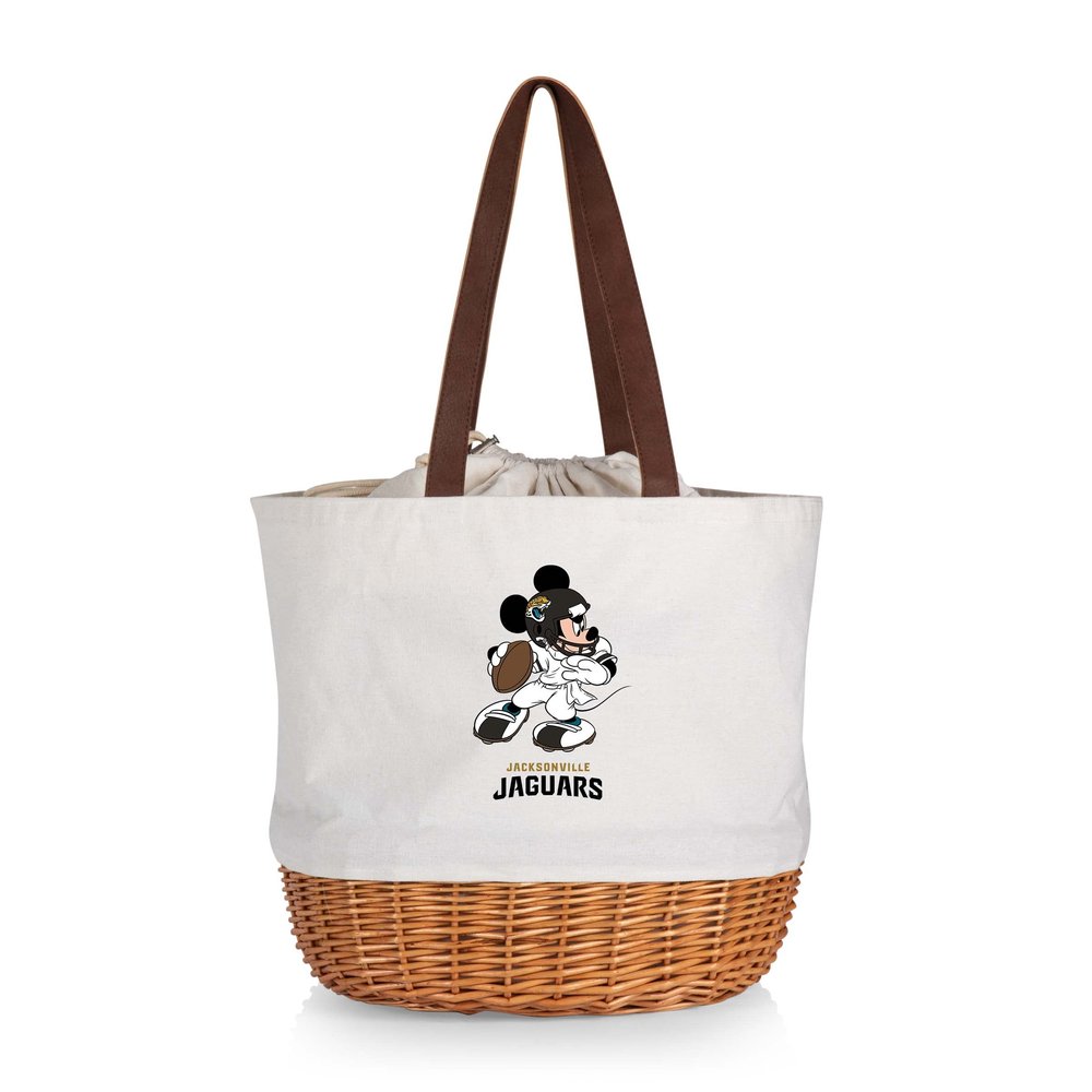 PICNIC TIME Jacksonville Jaguars NFL Disney Coronado Canvas & Willow Basket Tote Bag