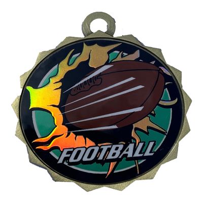 10 Pack Large 2.25 Inch Football Medals Trophy Team Award with Neck Ribbons Blast