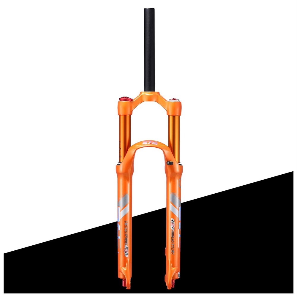 LvTu Mountain Bike Front Fork Air Suspension 27.5", Manual Lockout, 1-1/8'' Straight, Unisex's, Orange