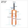LvTu Mountain Bike Front Fork Air Suspension 27.5", Manual Lockout, 1-1/8'' Straight, Unisex's, Orange view 2