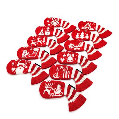 HUGELOONG Knit Merry Christmas Golf Club Iron Head Covers 11pcs/Set(3~9,P,A,S,L) with No.On Top - Golf Club Head Covers Fit Most Irons